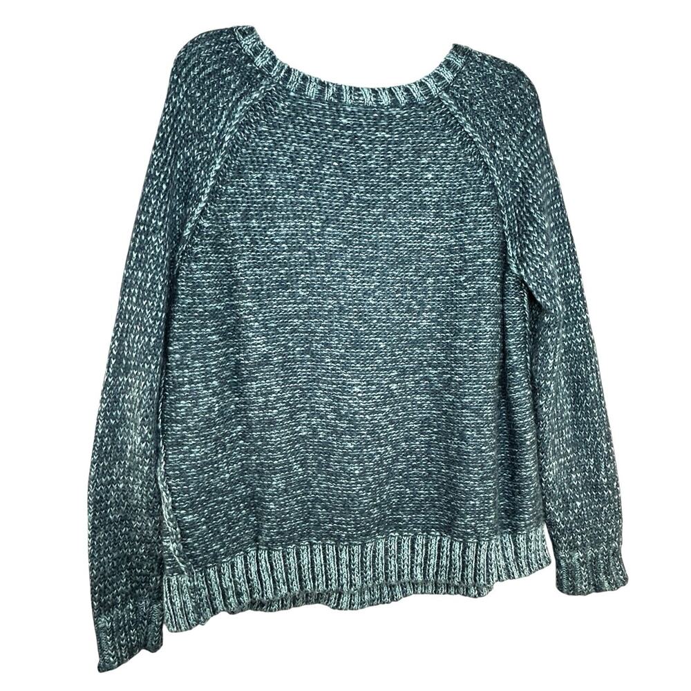 Wooden Ships Teal Cable Knit Sweater Womens S/M Mohair Wool Blend Coastal Preppy - Picture 2 of 4